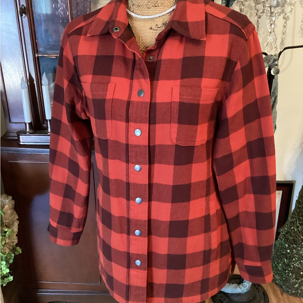 Duluth Trading Co Red and Black Plaid Utility Jacket